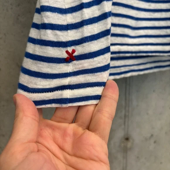 Alex Mill Blue and White Prospect Tee in Stripe, Linen Blend, Size Large - Picture 2 of 8